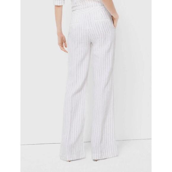 Michael Kors 100% Linen Pants Womens 6 White Black Striped Wide Leg Coastal Core - Picture 3 of 11